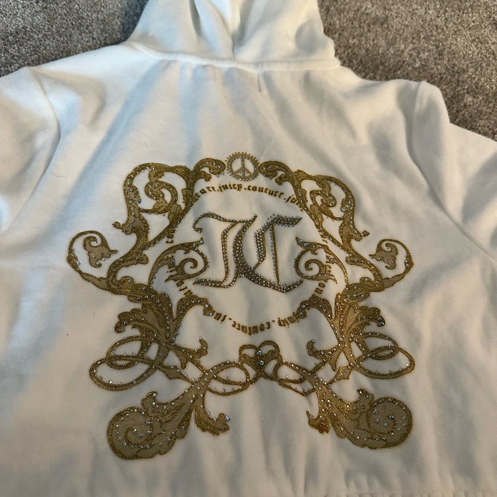 White Hoodie with Gold Embellishments